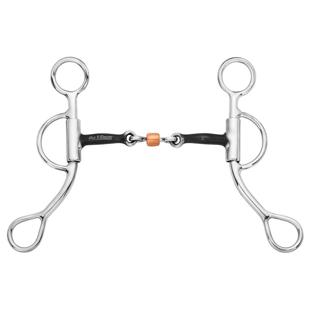 BAR H EQUINE Western Argentine Shank Bit with Three-Piece Copper Roller &amp; Sweet Iron Mouthpiece