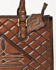 American Darling Western Leather Tote Bag Quilted Boot Stitched Embroidery Genuine Full Grain Leather Handcrafted Shoulder Bag