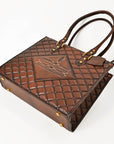 American Darling Western Leather Tote Bag Quilted Boot Stitched Embroidery Genuine Full Grain Leather Handcrafted Shoulder Bag