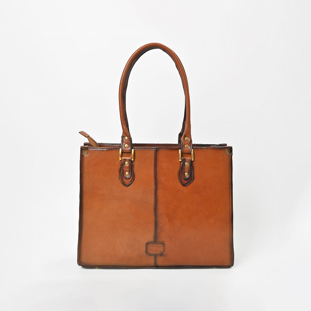 American Darling Premium Quilted Leather Handbag with Embossed Detail &amp; Dual Handles – Elegant Structured Tote for Women