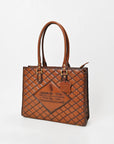 American Darling Premium Quilted Leather Handbag with Embossed Detail & Dual Handles – Elegant Structured Tote for Women