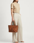 American Darling Western Tote Bag Basket Weave Genuine Full Grain Leather Handcrafted Shoulder Bag with Braided Handles Tassels