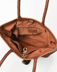 American Darling Western Tote Bag Basket Weave Genuine Full Grain Leather Handcrafted Shoulder Bag with Braided Handles Tassels