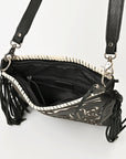 American Darling Full Grain Leather Crossbody Shoulder Bag Women Embroidered with Fringes & Adjustable Strap