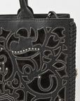 American Darling Black Western Cutwork Leather Handbag for Women – Embossed Tooled Satchel