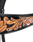 HILASON Western Horse Headstall Genuine American Leather Floral Black