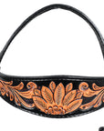HILASON Western Horse Headstall Genuine American Leather Floral Black