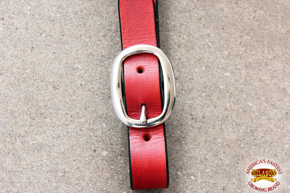 Western Style Horse Headstall In Genuine American Fullgrain Leather With Red Accents