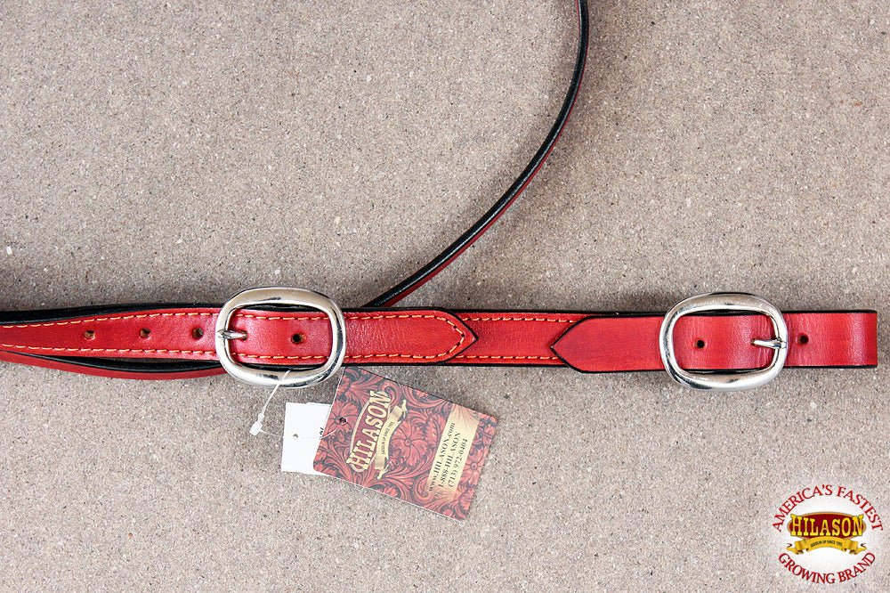 Western Style Horse Headstall In Genuine American Fullgrain Leather With Red Accents
