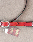 Western Style Horse Headstall In Genuine American Fullgrain Leather With Red Accents