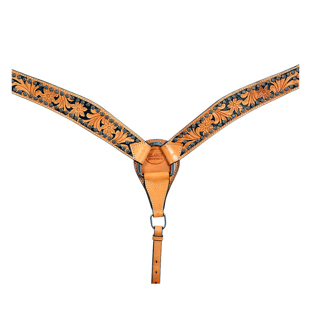 Hilason Western Horse Breast Collar Handtooled American Leather Tan