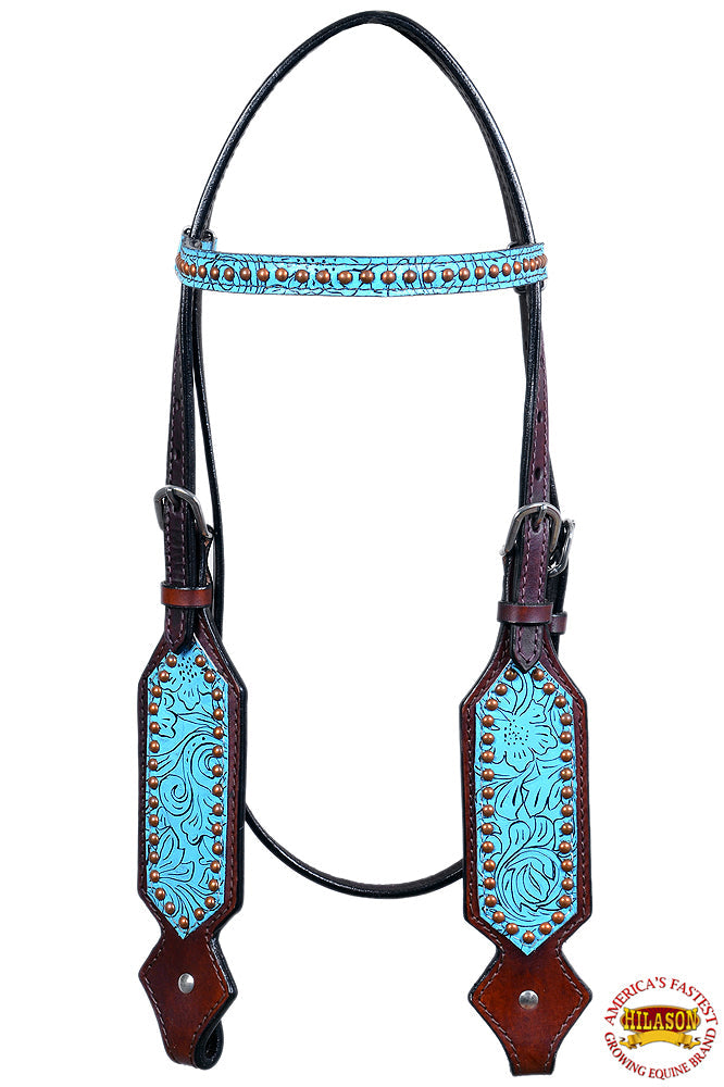 HILASON Western Horse Headstall Genuine American Leather brown