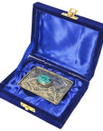 American Darling  Belt Buckle Engraved Brass Turquoise Rhinestone Scrollwork