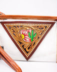 Clear Crossbody Bag With Handcrafted Tooled Leather Cactus Fringe For Festival Tan