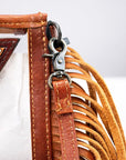 Clear Crossbody Bag With Handcrafted Tooled Leather Cactus Fringe For Festival Tan