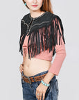 American Darling Black Genuine Suede leather ladies Dress Pink
