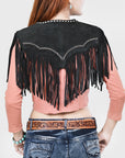 American Darling Black Genuine Suede leather ladies Dress Pink