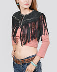 American Darling Black Genuine Suede leather ladies Dress Pink