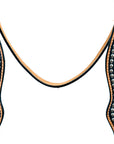 HILASON Western Horse Headstall Tack  American Leather Tan W/ Black & White