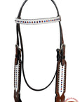 HILASON Western Horse Headstall Tack  American Leather Dark Brown W/ Rhinestones