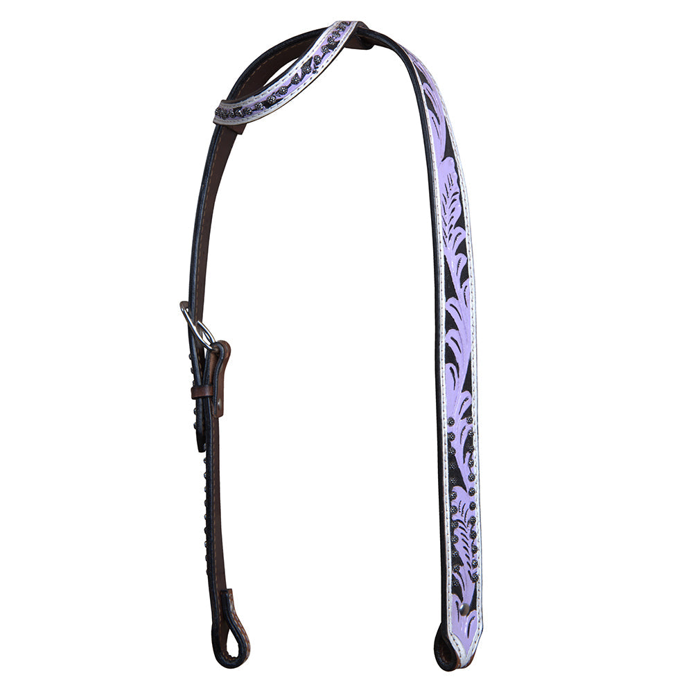 HILASON Western Horse Headstall Tack Genuine American Leather Purple &amp; Black