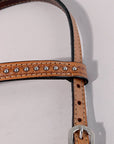 Hilason Western Horse Hand Tooled Genuine Leather Headstall Tan