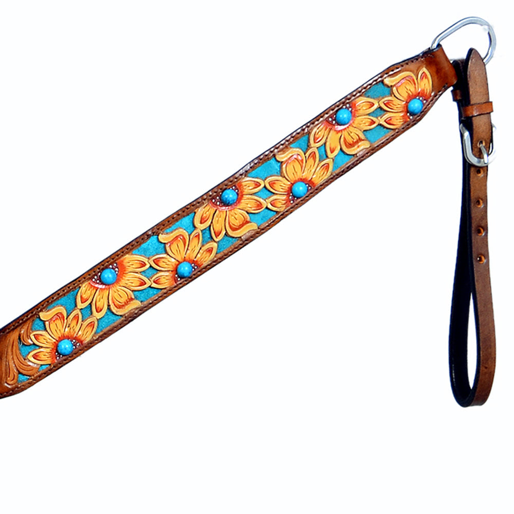HILASON Western Horse Leather Headstall &amp; Breast Collar Set Brown Sunflower