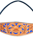 HILASON Western Genuine Leather Horse Headstall Tack Tan with Blue Inlay