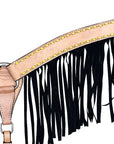 HILASON Western Horse Breast Collar Genuine Leather Tan With Black Fringes