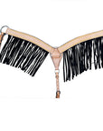 HILASON Western Horse Breast Collar Genuine Leather Tan With Black Fringes