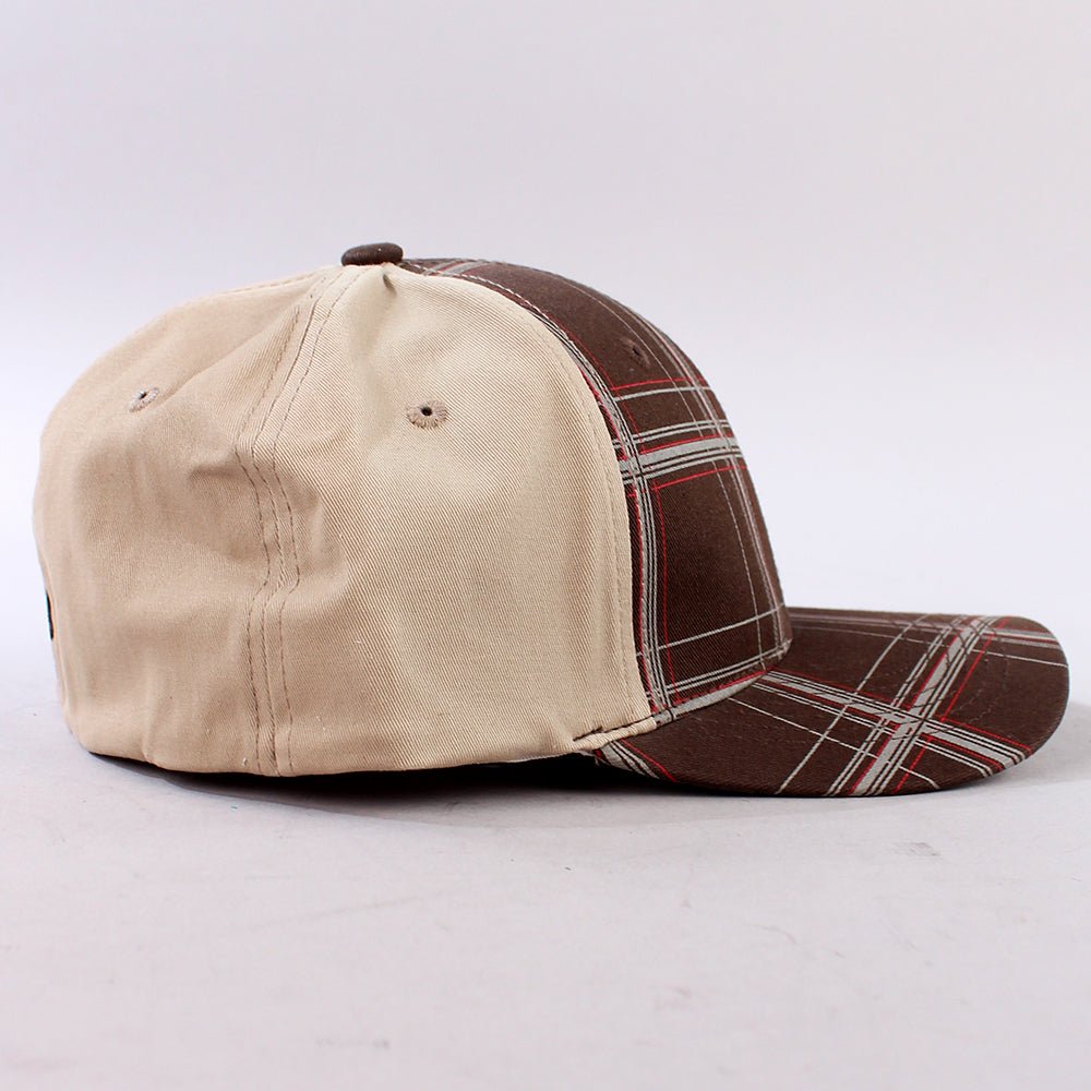 Cactus Ropes Plaid Trucker Cap Brown Embroidered Logo &amp; Two-Tone Design