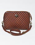 American Darling Woven Leather Crossbody Bag for Women, Western Shoulder Purse with Adjustable Strap Brown
