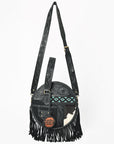 AMERICAN DARLING Tooled Leather Canteen Bag Fringe Turquoise Beading