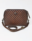 American Darling Woven Leather Crossbody Bag for Women, Western Shoulder Purse with Adjustable Strap Dark Brown