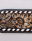 HILASON Western Horse Halter Noseband Genuine American Leather Dark Brown w/ White