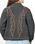 American Darling Women’s Western Denim Shirt Blazer Dress | Studded Embroidered Jacket | Excellent Fit for Ladies & Girls