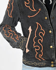 American Darling Women’s Western Denim Shirt Blazer Dress | Studded Embroidered Jacket | Excellent Fit for Ladies & Girls