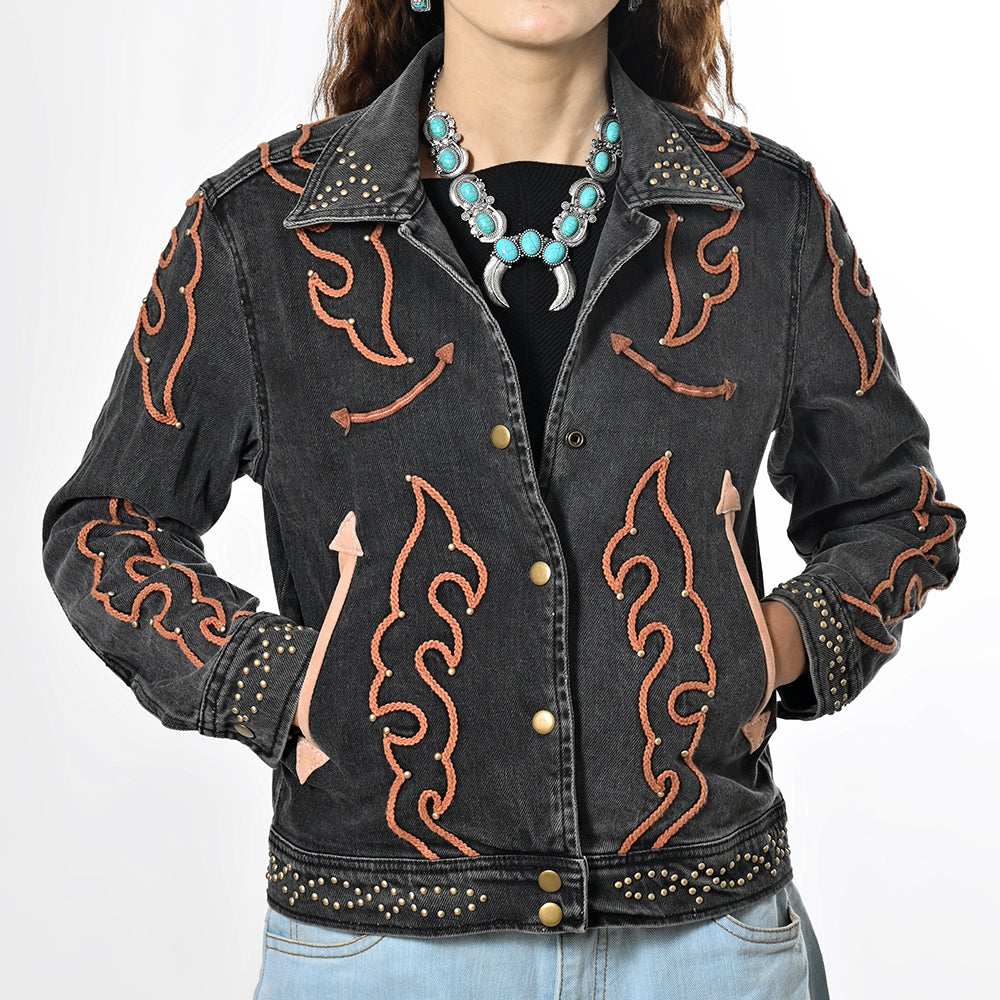 American Darling Women’s Western Denim Shirt Blazer Dress | Studded Embroidered Jacket | Excellent Fit for Ladies &amp; Girls