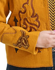 American Darling Women’s Western Embroidered Blazer Jacket | Mustard Fabric Shirt | Studded Cowgirl Style | Excellent Fit