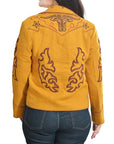 American Darling Women’s Western Embroidered Blazer Jacket | Mustard Fabric Shirt | Studded Cowgirl Style | Excellent Fit