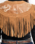 Genuine Leather Western Fringe Poncho Vest For Women Timeless Cowgirl Capelet Style