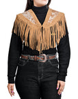 Genuine Leather Western Fringe Poncho Vest For Women Timeless Cowgirl Capelet Style