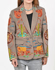 American Darling Women’s Western Embroidered Blazer Jacket Cowgirl Rodeo NFR Vintage Cactus Wagon Tailored Fashion Coat