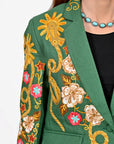 American Darling Women’s Western Embroidered Blazer Green Cowgirl Rodeo NFR Floral Spurs Bronco Horseshoe Tailored Jacket