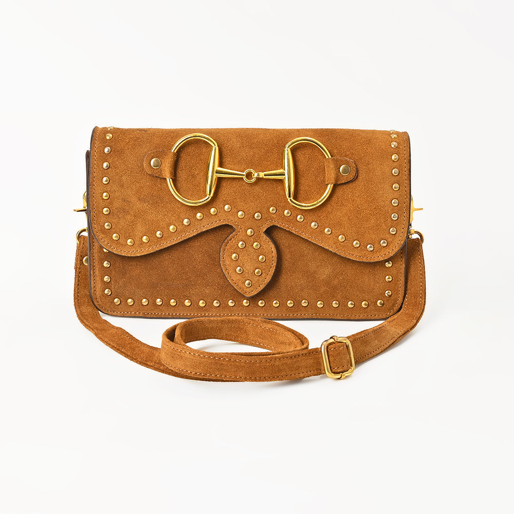 American Darling Suede Crossbody Handbag for Women, Western Studded Flap Shoulder Style