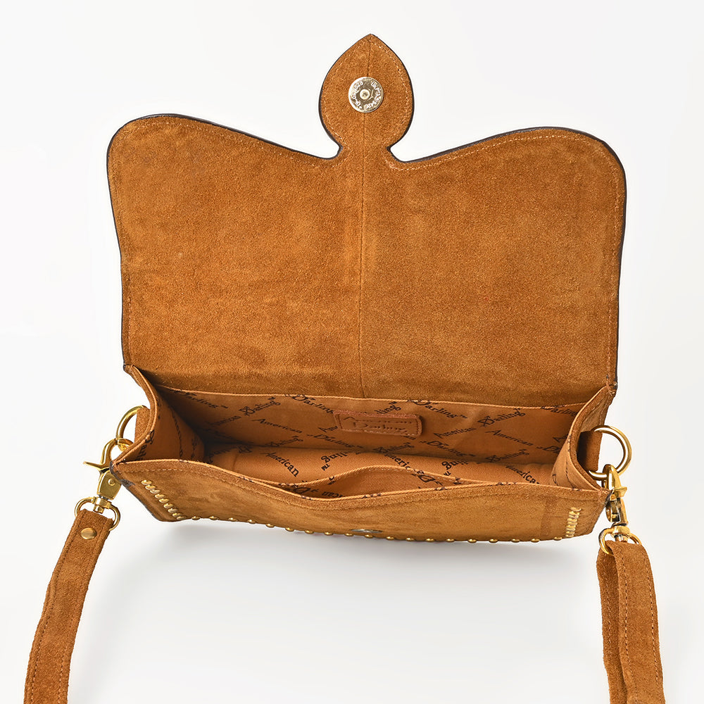 American Darling Suede Crossbody Handbag for Women, Western Studded Flap Shoulder Style