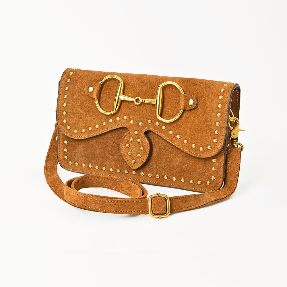 American Darling Suede Crossbody Handbag for Women, Western Studded Flap Shoulder Style