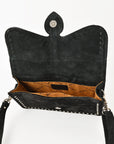 Soft Suede Crossbody Bag With Western Studded Flap For Everyday Women Essentials
