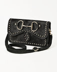 Soft Suede Crossbody Bag With Western Studded Flap For Everyday Women Essentials