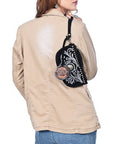 American Darling Genuine Suede Leather Western Wristlet Clutch Floral Scroll